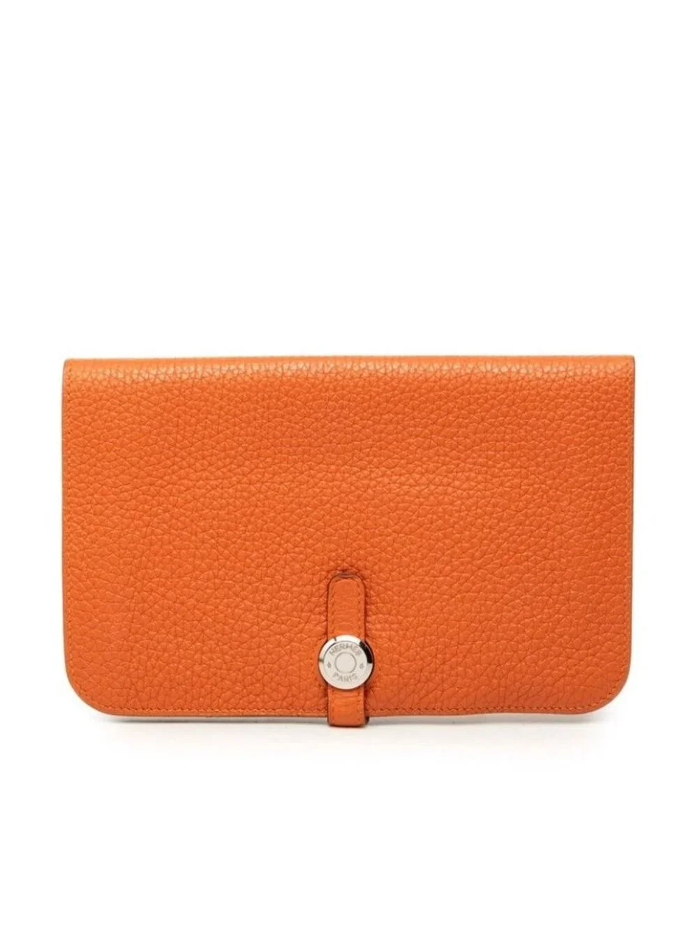 Hermes Dogon Duo Wallet Orange Silver Taurillon Clemence